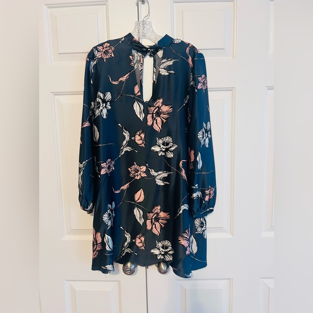 Amanda Uprichard Navy Floral Long Sleeve Dress Size Medium